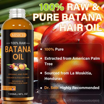 Dr Sebi Raw Batana Oil, 100% Natural Organic Hair Growth Oil for Men & Women, Sourced from Honduras, Pure, Unrefined, Enhances Thickness, Prevent Hair Loss 4.23 Oz