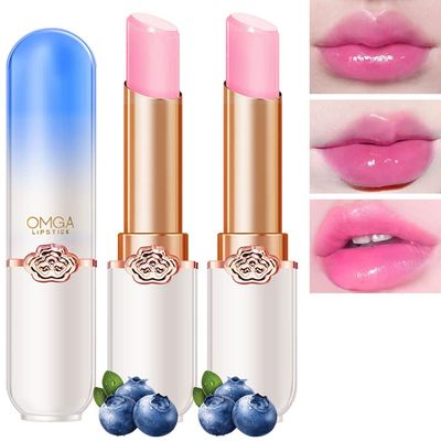 BINGBRUSH 2 Pcs Blueberry Color Changing Lipstick Queen,PH Mood Long Lasting Labiales Lip Gloss Lip Balm Tinted Magic Lip Stain Makeup Moisturize Lipstick Set for Women