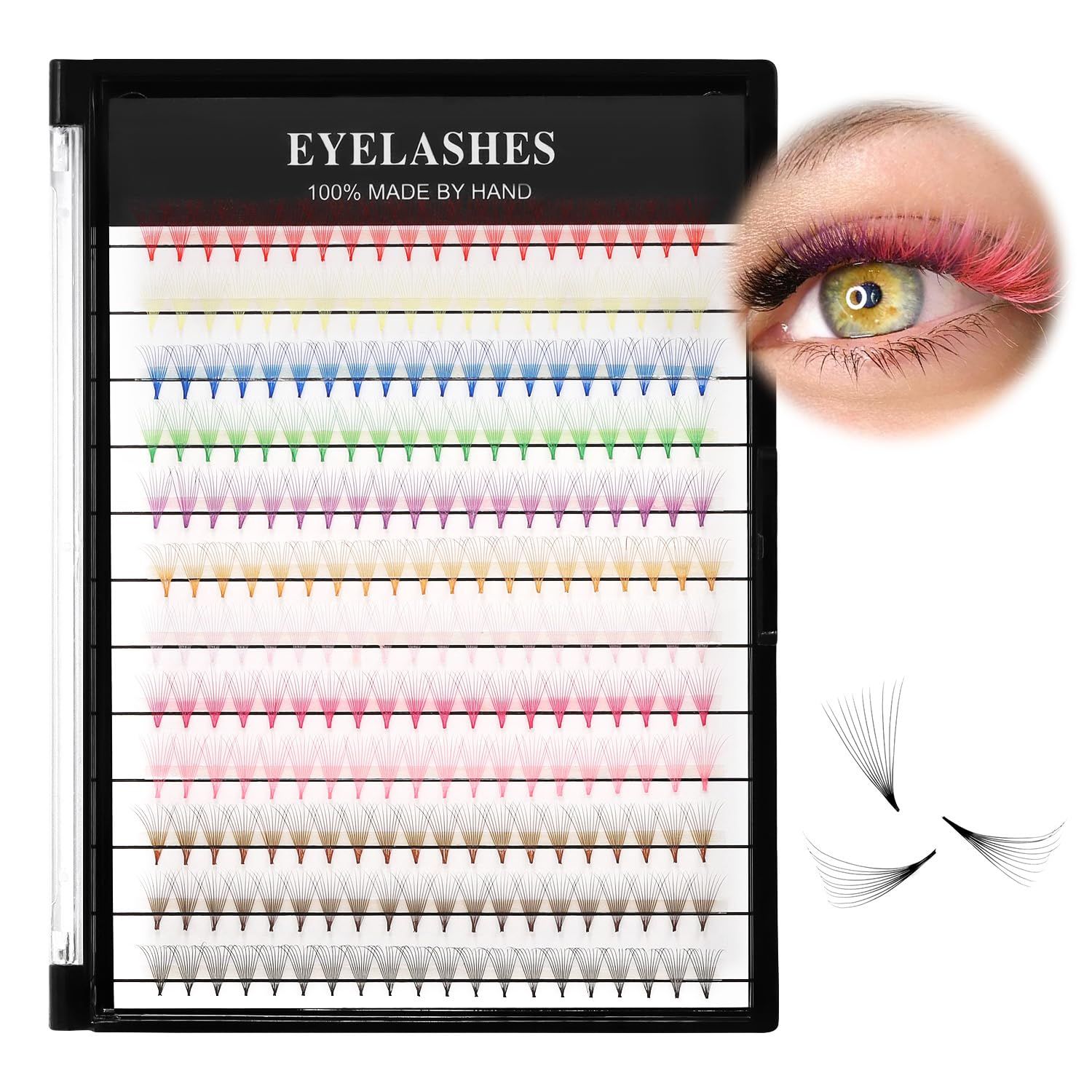 12Rows 240Pcs 10D Colorful Individual Premade Fans False Eyelashes Mixed 12 Colors Volume Eye Lashes Extensions Makeup Cluster Eyelashes 8101213141516mm Available(14MM)