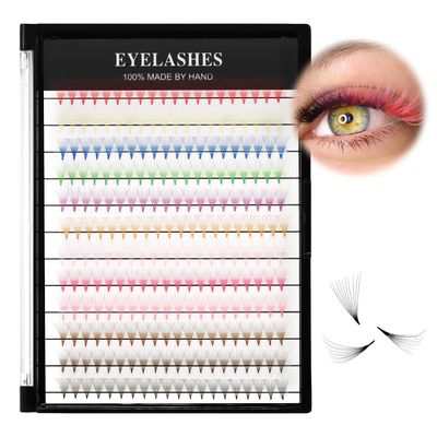 12Rows 240Pcs 10D Colorful Individual Premade Fans False Eyelashes Mixed 12 Colors Volume Eye Lashes Extensions Makeup Cluster Eyelashes 8101213141516mm Available(14MM)