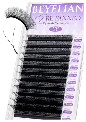 BEYELIAN YY Eyelash Extensions 3D4D5D6D 0.07mm Thickness CD Curl Lashes Mix 8-15mm Volume Handmade Premade Fan Lashes Y Crisscross Pre Fanned Eye Lashes Save Times High Efficiency (0.07-D)