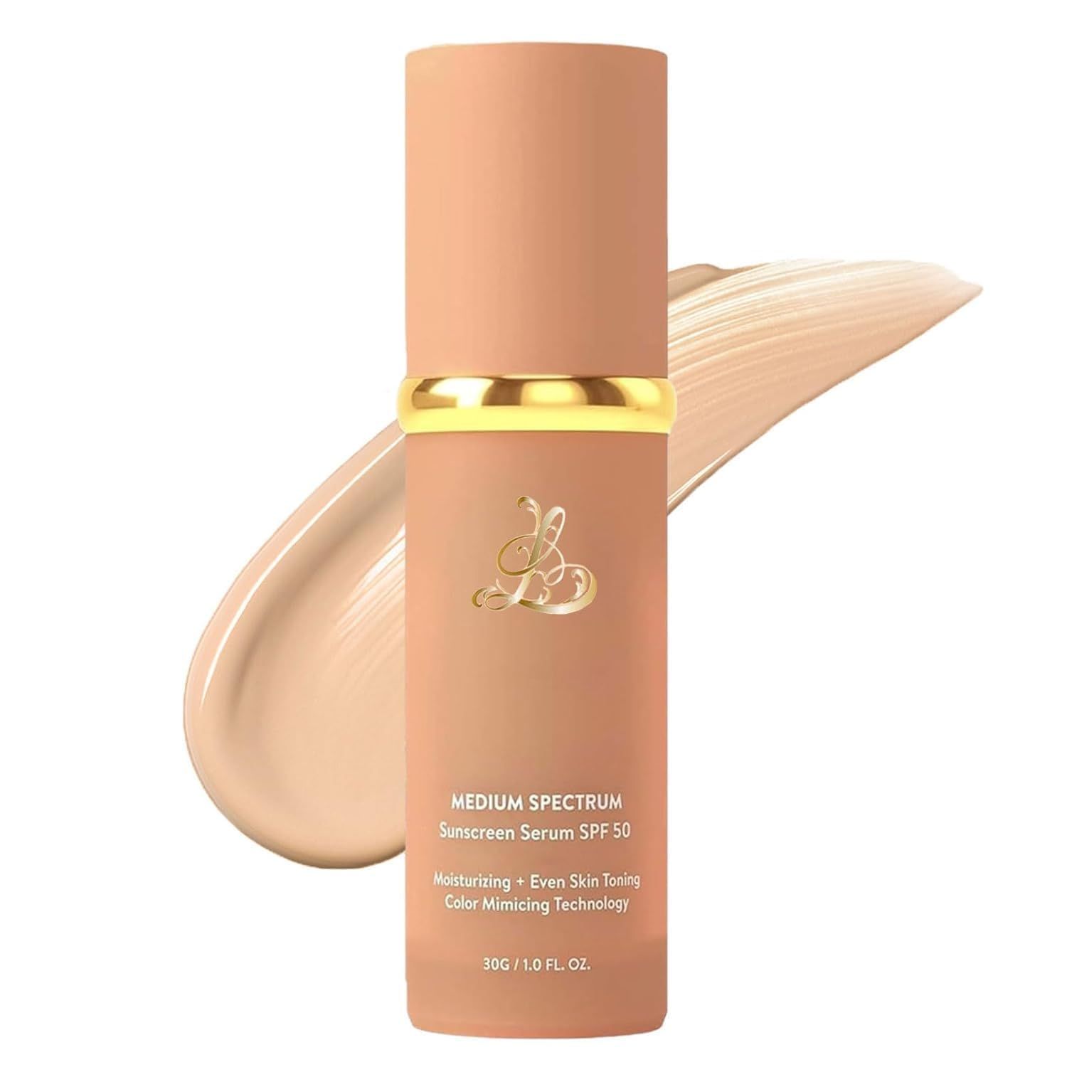 4-in-1 Foundation - Medium Spectrum with SPF 50, Waterproof, Longwearing, and Hydrating Color-Changing Formula for Sport, Gym