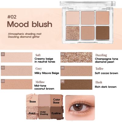 BBIA Ready To Wear Eye Palette - Ultimate Eyeshadow Palette Blendable &amp; Buildable Shade Soft Texture Shimmer Finish Gorgeous Pearls Daily Eye Shadow Colors Vegan Korean Eye Makeup (02 MOOD BLUSH)