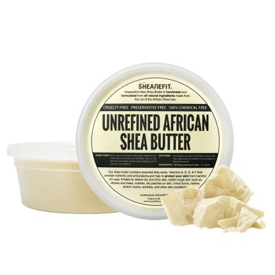 Sheanefit Raw Unrefined African Shea Butter, Natural Body Butter, Soft &amp; Smooth Daily Moisturizer For Face &amp; Body Ivory 8oz (Pack of 1)
