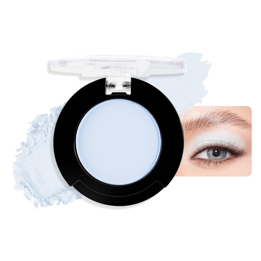 Monochrome Matte Eyeshadow Makeup Palette,Highly Pigmented Light Blue Color Eyeshadow Palette,Matte Pressed Powder Eyeshadow Makeup,Single Vegan Eye Shadow,Daily Evening Women Girls Eyeshadow Gift 14#
