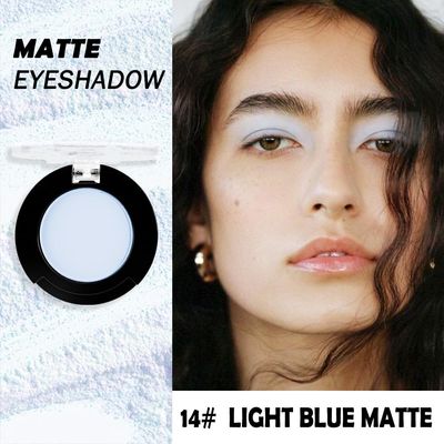 Monochrome Matte Eyeshadow Makeup Palette,Highly Pigmented Light Blue Color Eyeshadow Palette,Matte Pressed Powder Eyeshadow Makeup,Single Vegan Eye Shadow,Daily Evening Women Girls Eyeshadow Gift 14#