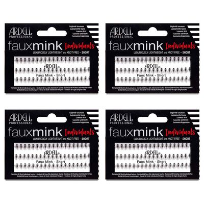 Ardell False Eye Lashes Faux Mink Individuals Short Black 4 Pack