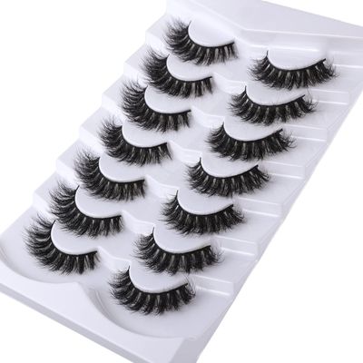 Mebver Fake Lashes False Eyelashes Cat Eye Lashes Faux Mink Lashes Natural Look 8D Fluffy Wispy Lashes That Look Like Extensions Pestaas Postizas D Curl Lash Strips 7 Pairs Pack