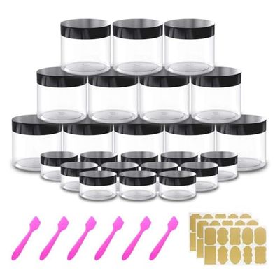 12 Pack 4 oz Small Plastic Containers with Lids12 Pack 20g20ml Cosmetic Sample Jar - for Lip Scrub, Body Butters, Cream, Slime, Craft Storage