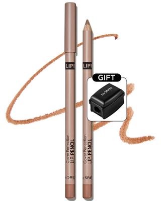 THESAEM Cover Perfection Lip Pencil - Slim, Easy-Blend &amp; Overlip Makeup, Creamy Matte Lip Liner, Long-Lasting with Built-In Sharpener (05 Toffy)