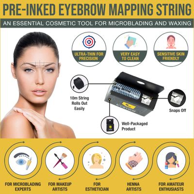 LIUDEX Pre-Inked Eyebrow Mapping String - an Essential Cosmetic Tool for Microblading and Waxing Effective and Easy-to-Use Black Ink Eyebrow Thread Brow Marker for Flawless Perfection