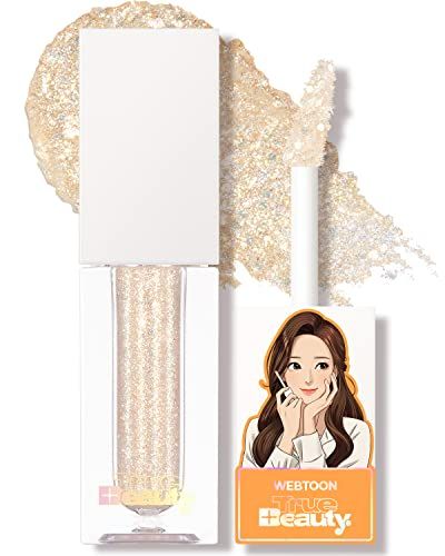 AMTS Webtoon True Beauty - 02 Some Sweet Glitter | Liquid Pink Gold Chunky Glitter Eyeshadow | Highlighter, K-Drama Korean Makeup, Highly Pigmented, Long Lasting Shimmer (Some Sweet)