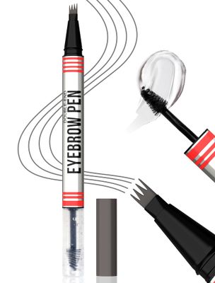 Vevivia Eyebrow Pen &amp; Eyebrow Gel - Eyebrow Pencil Magical 2-in-1 Dual-Ended Brow Pencil with Micro-4 Tip Applicator and Brow Gel Clear, Eyebrow Makeup for Fuller Eyebrows, Stay on All Day, Grey