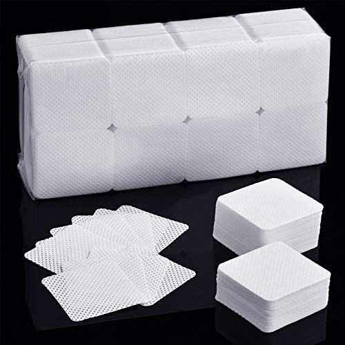 1000 Pieces Eyelash Extension Glue Wipes Eyelash Glue Cleaner Non Woven Fabric Glue Wipes Lash Supplies Accessories Tools for Eyelash Extension Glue and Nail Polish Bottle (White)