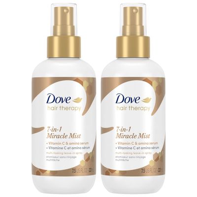 Dove 7-in-1 Miracle Mist for Women - Anti Frizz Detangler, Shine Enhancer, Vitamin C Repair Treatment for Damaged Hair, Leave In Conditioner, 7.5 Fl Oz (Pack of 2)