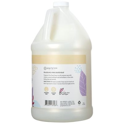 Ginger Lily Farms Botanicals All-Purpose Liquid Hand Soap Refill, Fragrance Free, 100% Vegan &amp; Cruelty-Free, 1 Gallon