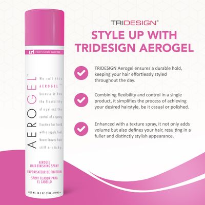 TRI Design Aerogel Hairspray - Non-Toxic Hair Finishing Spray for Styling, Volumizing and Holding Curly Hair with Flexible Hold - For Women and Men - Pack of 1 (10.5 oz)