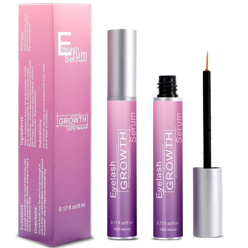 Premium Eyelash Growth Serum and Eyebrow Enhancer by Aomock, Lash Serum - 5ml,Lash Boost Serum for Longer, Fuller, Thicker Lashes &amp; Brows
