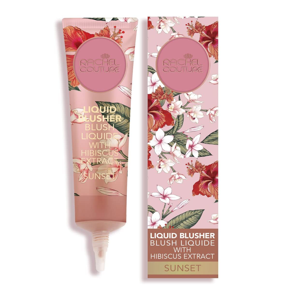 Rachel Couture Liquid Blush for Radiant, Glowing Cheeks | Vegan &amp; Cruelty-Free | Hibiscus Extract Infused - 0.50 Oz - Sunset