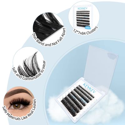 Lash Clusters 84 Pcs Cluster Lashes Eyelash Clusters DIY Cluster Eyelash Extensions Individual Lashes that Look Like Eyelash Extensions Natural Look Thin Band &amp; Soft (Cirrus,D-12)
