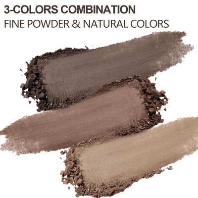 GEUUFEA 3 Colors Eyebrow Makeup Kit, Professional Brow Contour Palette, Waterproof Long-lasting Eyebrow Filler Powder with Mirror &amp; Brow Brush