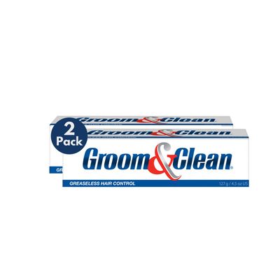 Groom &amp; Clean Hair Styling Product - Men&#39;s Grooming Cream - Hair Styling Cream for Men, Medium All Day Hold for All Hairstyles, Easy Wash Off, Greaseless Hair Control 4.5 Oz (Pack of 2)