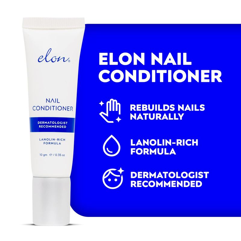 Elon Lanolin-Rich Nail Conditioner, Strengthens Nails &amp; Protects Cuticles, Recommended by Dermatologists &amp; Podiatrists (10g tube)