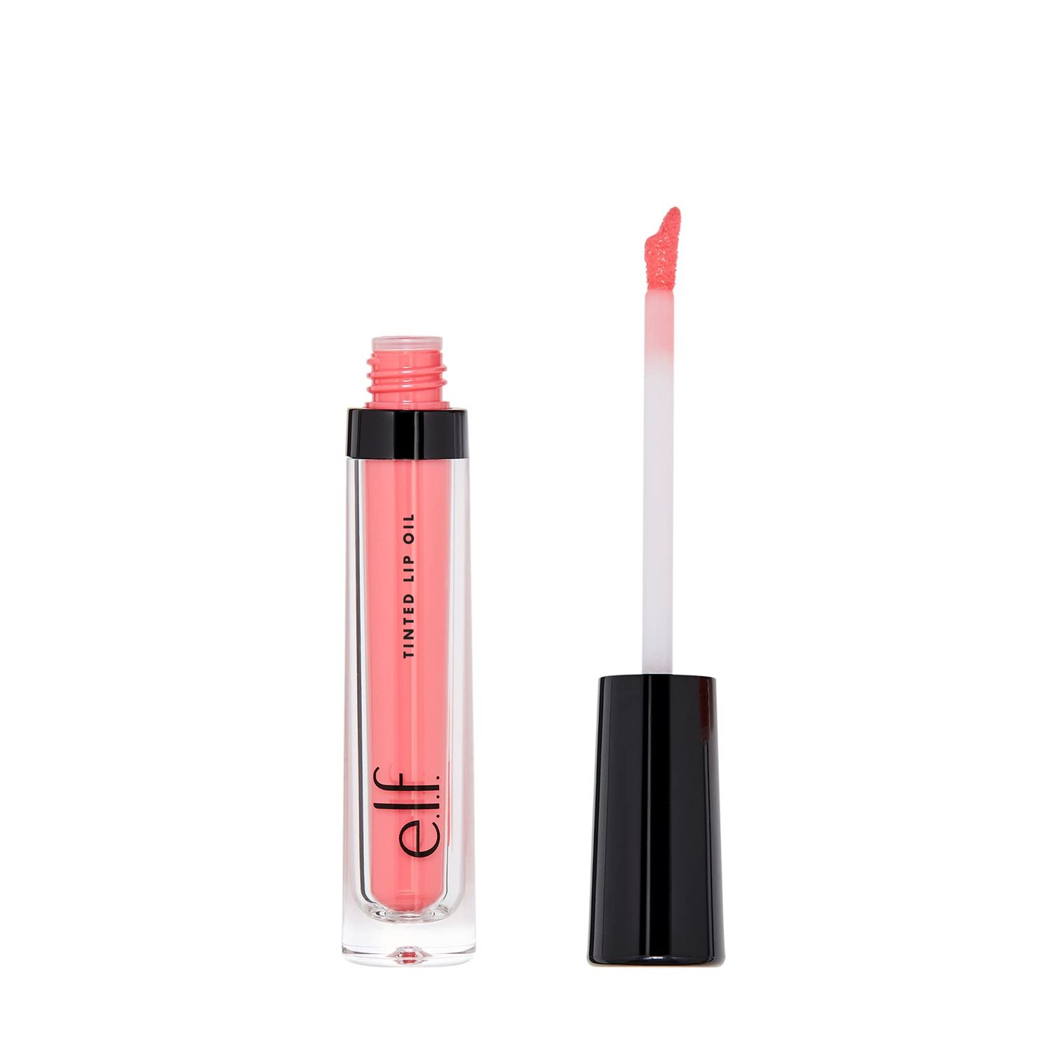 e.l.f. Cosmetics Tinted Lip Oil, Long Lasting &amp; Sheer Coverage, Non-Sticky, Hydrates, Adds Shine, Infused with Jojoba, Apricot &amp; Vitamin E, Coral Kiss, 0.1 Oz