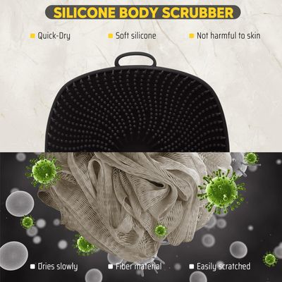 VWMYQ Silicone Body Scrubber for Men, New Upgrade Richer Foam and Effective Cleaning, Premium Silicone Scrubber with Ergonomic No-Slip Handle, Long-Lasting & Easy to Clean, Body Exfoliator Scrubber
