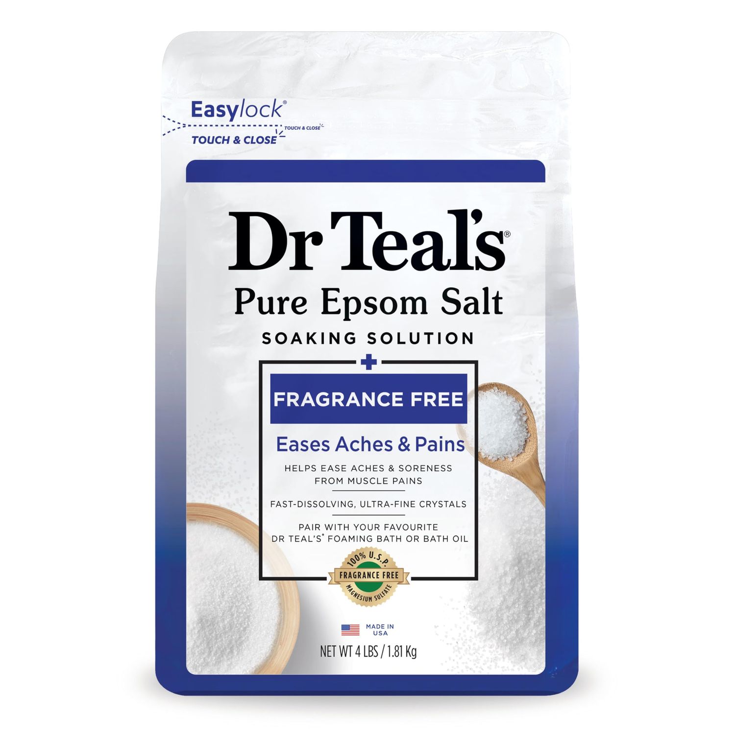 Dr Teal&#39;s Epsom Salt Magnesium Soak, Fragrance-Free, 4 lbs