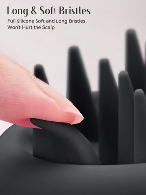 HEETA Scalp Massager Hair Growth, Scalp Scrubber with Soft Bristles, Integrated Silicone Design, Scalp Exfoliator for Dandruff Removal &amp; Relax Scalp, Shampoo Brush Fit Wet Dry Hair Use, Black