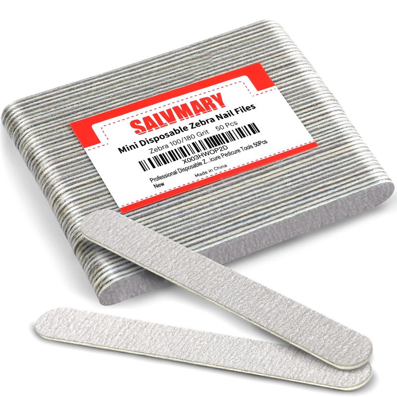 Professional Disposable Zebra Nail Files 100180 Grit 5" Double Sided Emery Board Manicure Pedicure Tools 50Pcs