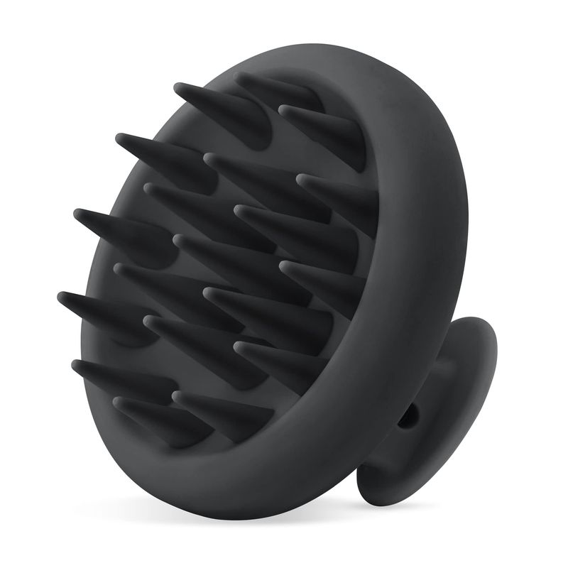 HEETA Scalp Massager Hair Growth, Scalp Scrubber with Soft Bristles, Integrated Silicone Design, Scalp Exfoliator for Dandruff Removal &amp; Relax Scalp, Shampoo Brush Fit Wet Dry Hair Use, Black