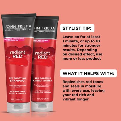 John Frieda Radiant Red, Red Boosting Conditioner, Hydrates and Enhances Red Tones with Pomegranate Extract and Vitamin E for Natural or Color-Treated Red Hair, 8.3 Oz