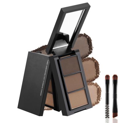 GEUUFEA 3 Colors Eyebrow Makeup Kit, Professional Brow Contour Palette, Waterproof Long-lasting Eyebrow Filler Powder with Mirror &amp; Brow Brush