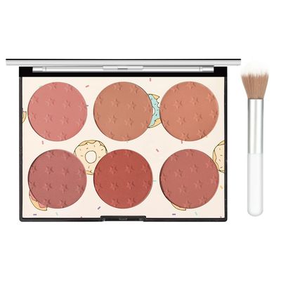 KYDA 6 Colors Face Blush Palette, Matte Shimmer Blush Palette, Smooth Blendable Powder Blush, Contour Highlighter Blush Multiuse Makeup Palette-Set A