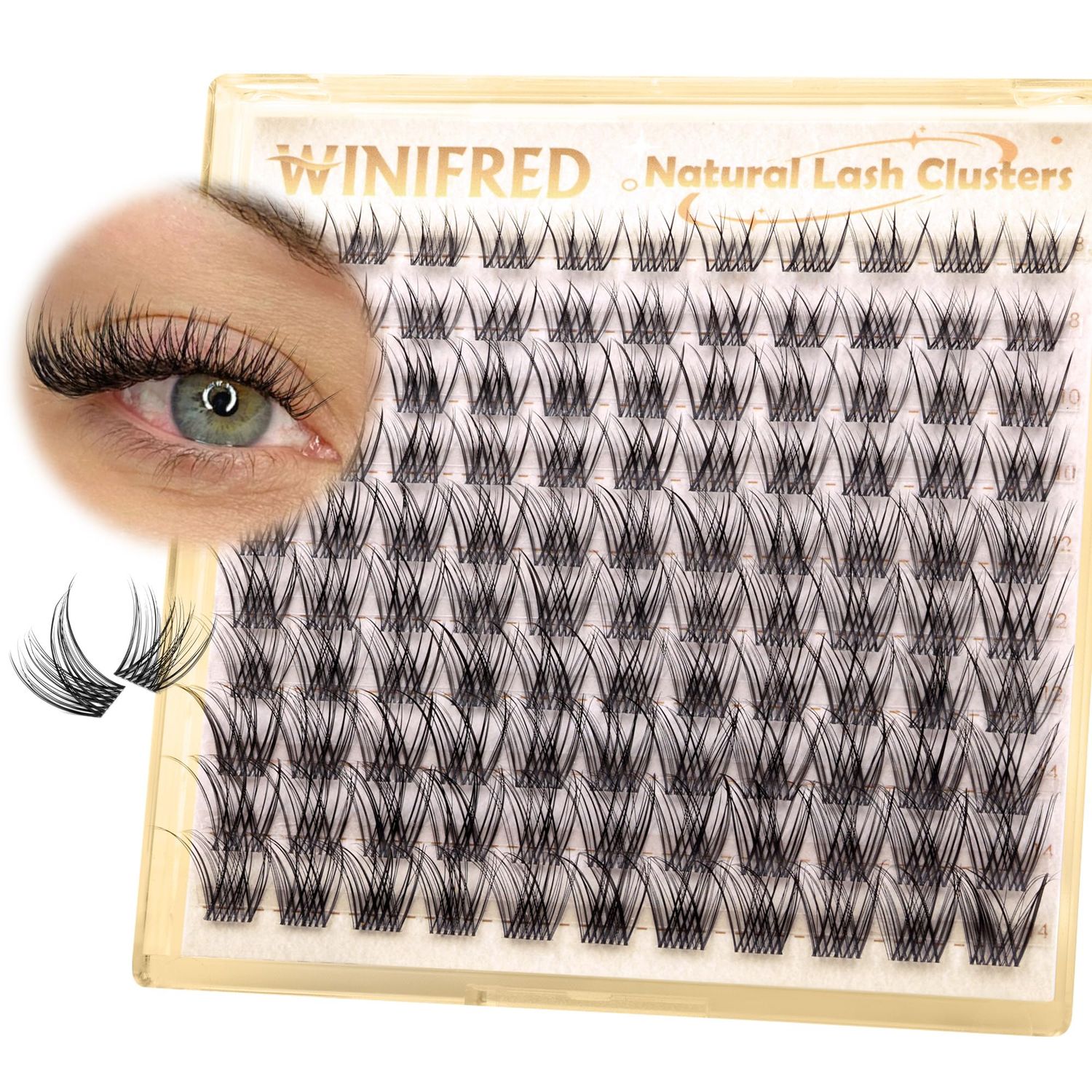 Natural Lash Clusters Clear Band Eyelash Clusters Wispy Lashes Clusters 8-14mm Cluster Eyelash Extensions C Curl Individual Lashes DIY Lash Extension Natural Look by Winifred