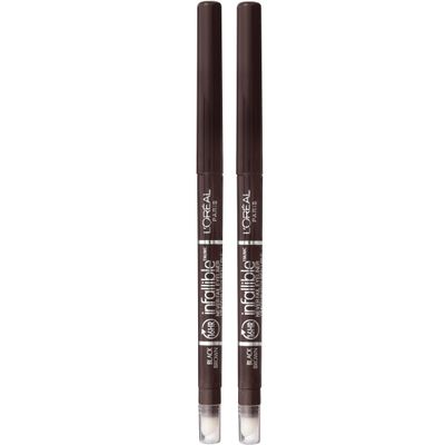 L&#39;Oreal Paris Makeup Infallible Never Fail Original Mechanical Pencil Eyeliner with Built in Sharpener, Black Brown, 0.008 oz., 2 Count