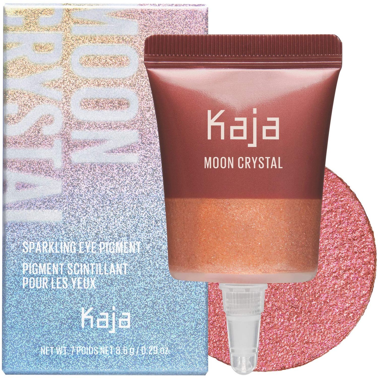 Kaja Eyeshadow - Moon Crystal | Sparkling Eye Pigment, Shimmering Rose Duo-chrome Finish, Highly Pigmented, Glitter, 04 Rose Quartz, 0.29 Oz