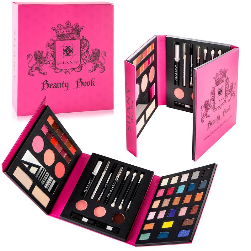 SHANY Beauty Book Makeup Kit All in one Travel Makeup Set - 35 Colors Eyeshadow, Eye brow, makeup blushes, powder palette,10 Lip Colors, Eyeliner pens &amp; makeup Mirror - Holiday Makeup Gift Set
