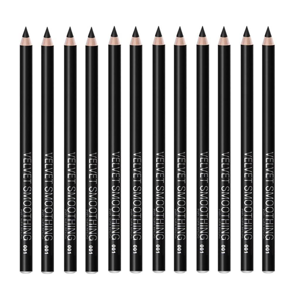 Linble Black Eyeliner Pencil Set - 12 PCs Matte Silky Formulas Waterproof Eye Crayon Liners