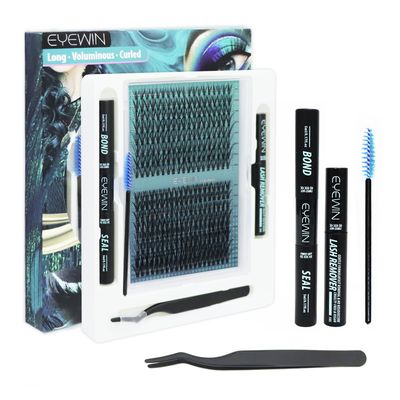 Lash Clusters DIY EyeLash Extension Kit 320PCS Individual, 0.07CD Curl 9-16MIX 30D Cluster Lashes Extension Kit with Applicator Lash Bond&amp;Seal Glue Remover for Eyelash Extensions Beginners