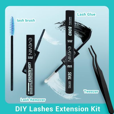 Lash Clusters DIY EyeLash Extension Kit 320PCS Individual, 0.07CD Curl 9-16MIX 30D Cluster Lashes Extension Kit with Applicator Lash Bond&Seal Glue Remover for Eyelash Extensions Beginners