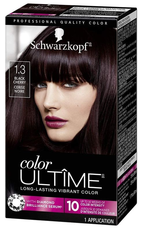 Schwarzkopf Color Ultime Hair Color, 1.3 Black Cherry, 1 Application - Permanent Black Hair Dye for Vivid Color Intensity and Fade-Resistant Shine up to 10 Weeks