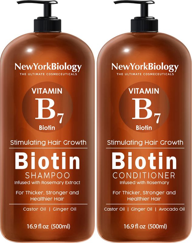 New York Biology Biotin Shampoo and Conditioner Set for Hair Growth and Thinning Hair - Thickening Formula for Hair Loss Treatment - For Men &amp; Women - Anti Dandruff - 16.9 Fl Oz