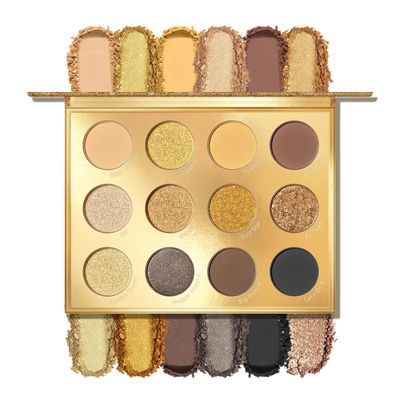 KYDA 12 Colors Golden Eyeshadow Palette, Ultra-rich Glitter Gold Eyeshadow, Matte Neutral Nude Smokey Eyeshadow Palette, Smooth Blendable Pigment, Good as Golden Eyeshadow Palette