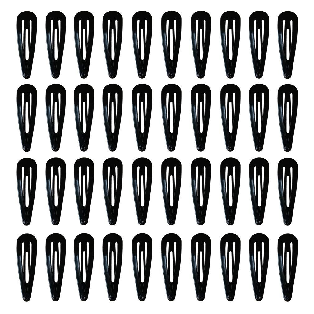 40 Pack Black 2 Inch Barrettes Women Metal Snap Hair Clips Accessories