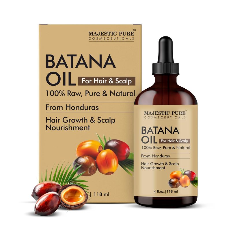 Majestic Pure Batana Oil for Hair &amp; Scalp Nourishment, Strengthening, Nourishing, Voluminizing - Non GMO Verified, 4 Fl Oz