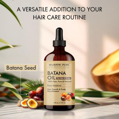 Majestic Pure Batana Oil for Hair &amp; Scalp Nourishment, Strengthening, Nourishing, Voluminizing - Non GMO Verified, 4 Fl Oz