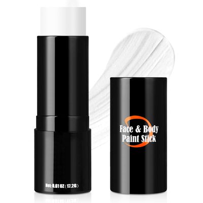 Drawdart Clown White Face Paint Stick, Portable Eye Black Stick for Sports, Full-coverage Cream Face Paint for Halloween SFX Makeup Cosplay Joker Costume Parties, Cream Grease Sticks